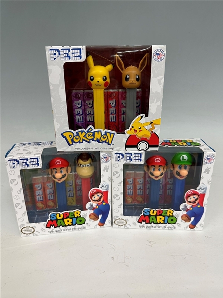 (3) Pokemon and Super Mario Pez Collector Sets