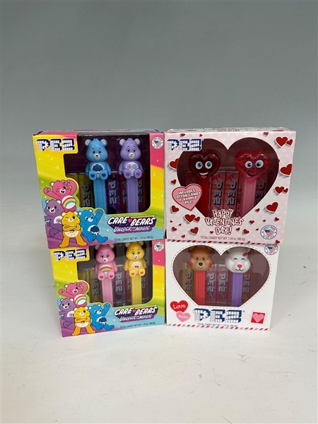 (4) Care Bears and Happy Valentines Day Pez Collector Sets