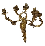 Pair Monumental 19th c. French Gilt Bronze 5 Arm Wall Sconces 27” x 24”