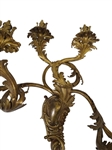 Pair Monumental 19th c. French Gilt Bronze 5 Arm Wall Sconces 27” x 24”