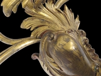 Pair Monumental 19th c. French Gilt Bronze 5 Arm Wall Sconces 27” x 24”