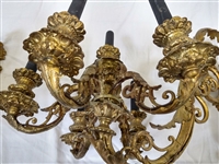 Pair Baroque French Bronze 6 Arm Wall Sconces