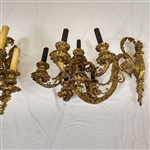 Pair Baroque French Bronze 6 Arm Wall Sconces