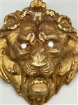 14k Yellow Gold Lion Head Pendant With Diamond Eyes