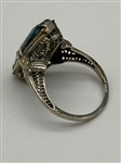 14k White Gold Art Deco Setting Aquamarine Ring