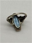 14k White Gold Art Deco Setting Aquamarine Ring