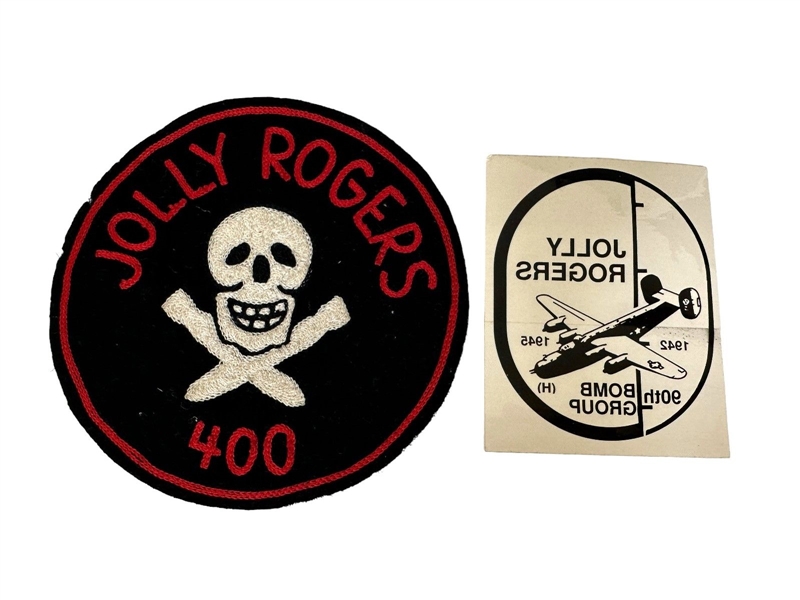 WWII U.S. Jolly Rogers Patch and 90th Bomb Group Decal 1942-1945