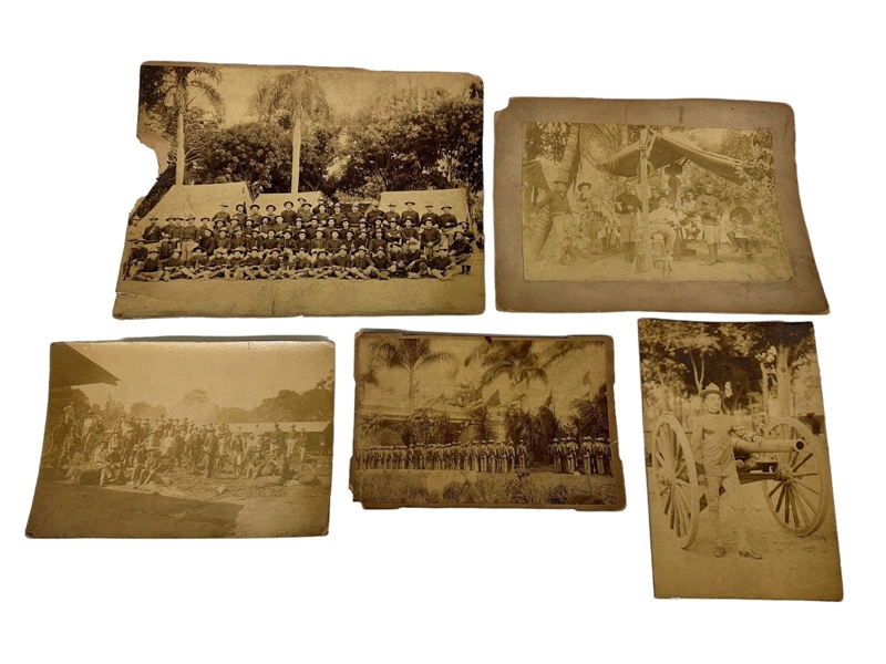 Group of Black and White Cabinet Photos of Artillery Encampments