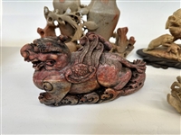 (6) Large Pieces of Carved Soapstone Figures