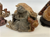 (6) Large Pieces of Carved Soapstone Figures
