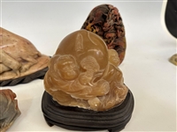 (6) Large Pieces of Carved Soapstone Figures