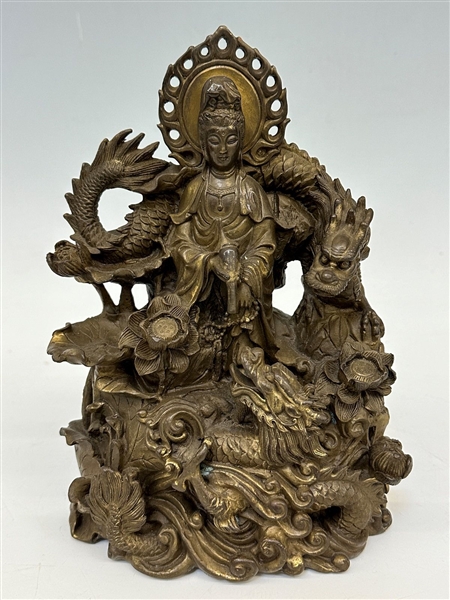 Brass Buddha Statue Avalokitesvara Bodhisattva Kwan-Yin