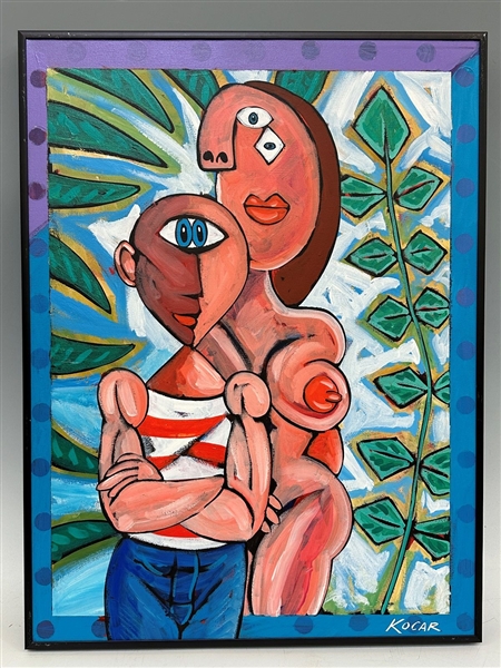 George Kocar (Ohio b.1948) Acrylic on Canvas "Artist Pointing" 1997