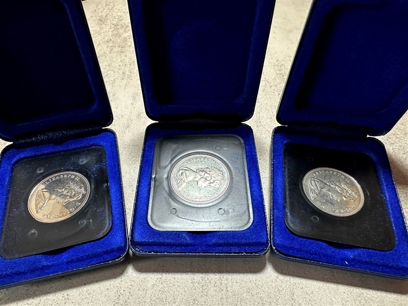 (3) Uncirculated Silver 1871- 1971 Bristish Columbia Canada Dollars 