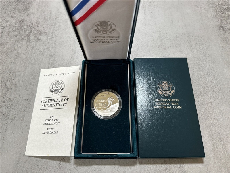 1991 US Korean War Memorial Silver Proof Dollar