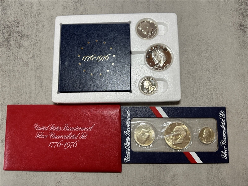 1776-1976 Bicentennial Silver Proof Set and Silver Uncirculated Set