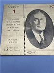 1940 Franklin Delano Roosevelt Souvenir Stage Invitation