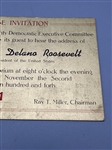 1940 Franklin Delano Roosevelt Souvenir Stage Invitation