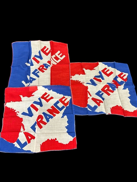 (3) Vintage Vive France Handkerchiefs 