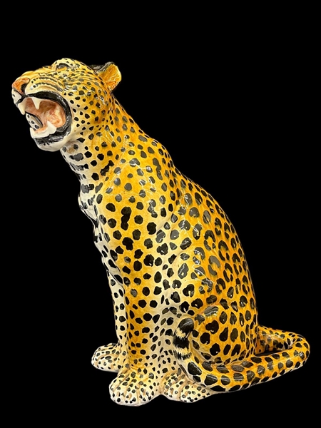 Large Terracotta Leopard Sculpture Made in Italy