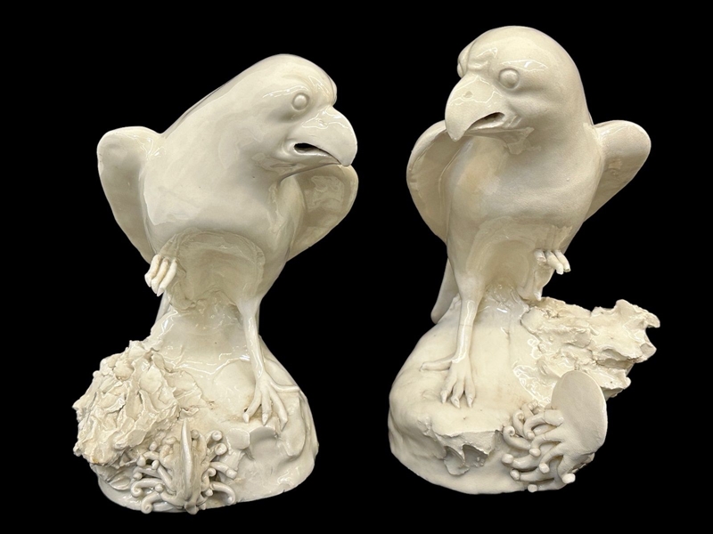 19th Century Blanc de China Porcelain Bird Figurines