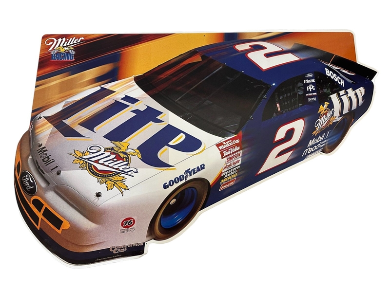 1997 Miller Lite Beer Nascar Metal Racing Sign Rusty Wallace