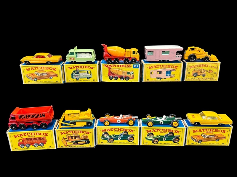 (10) Lesney Matchbox Cars in Original Boxes MINT