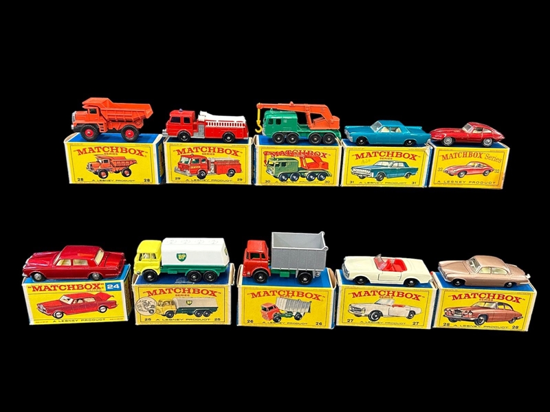(10) Lesney Matchbox Cars in Original Boxes MINT