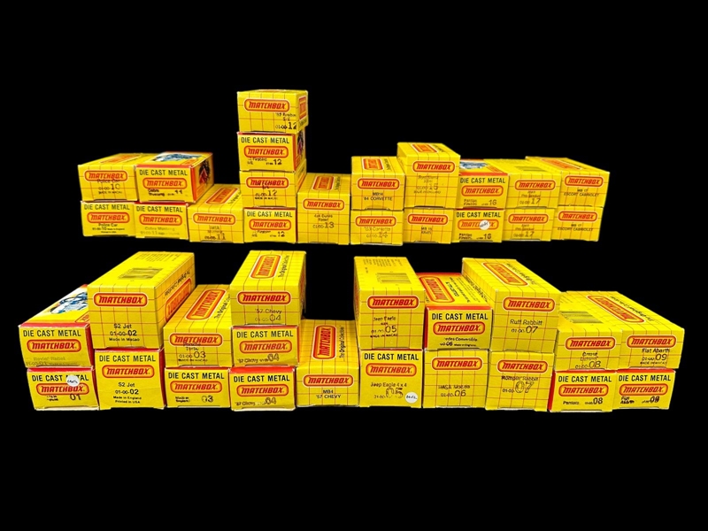 (40) Matchbox Cars 1980s in Original Yellow Grid Box: