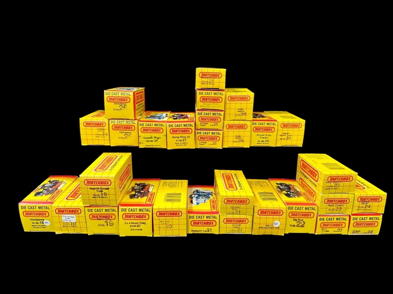 (29) Matchbox Cars 1980s in Original Yellow Grid Boxes