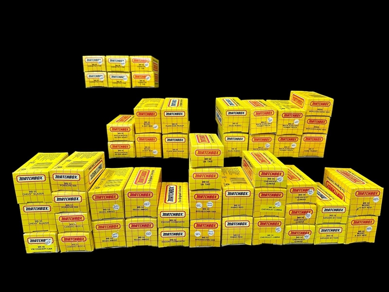 (50) Matchbox Cars 1989-1990s in Original Yellow Grid Boxes