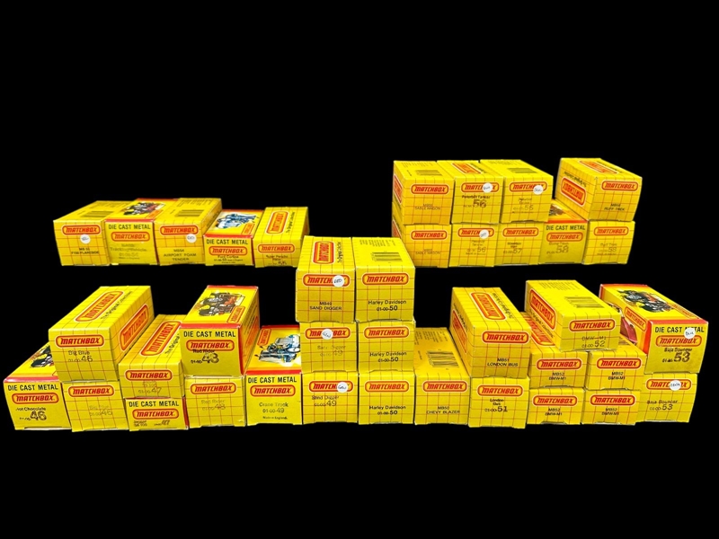 (38) Matchbox Cars 1980s in Original Yellow Grid Boxes