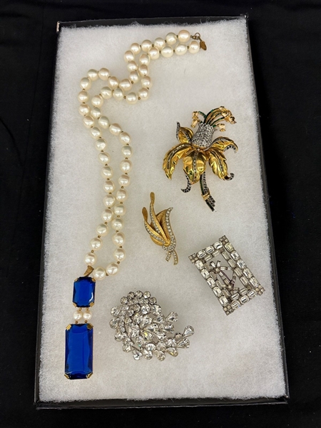 Group of Costume Jewelry; Miriam Haskell, Hattie Carnegie