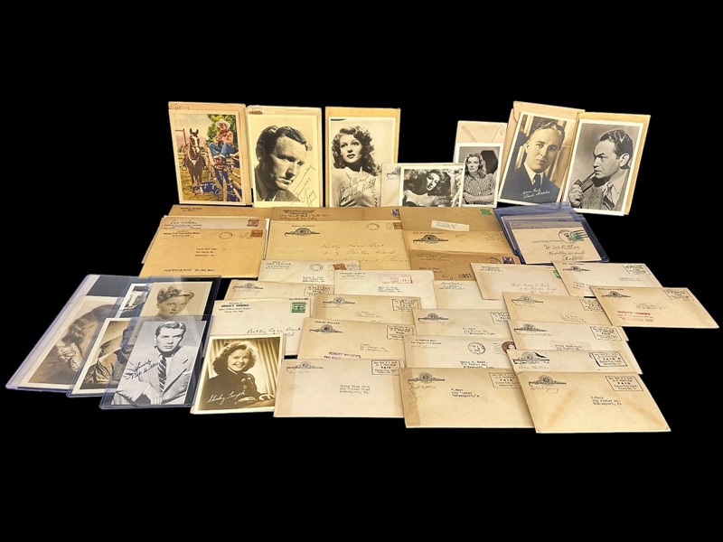 (46) Hollywood Vintage Black and White Fan Photos and Original Envelopes