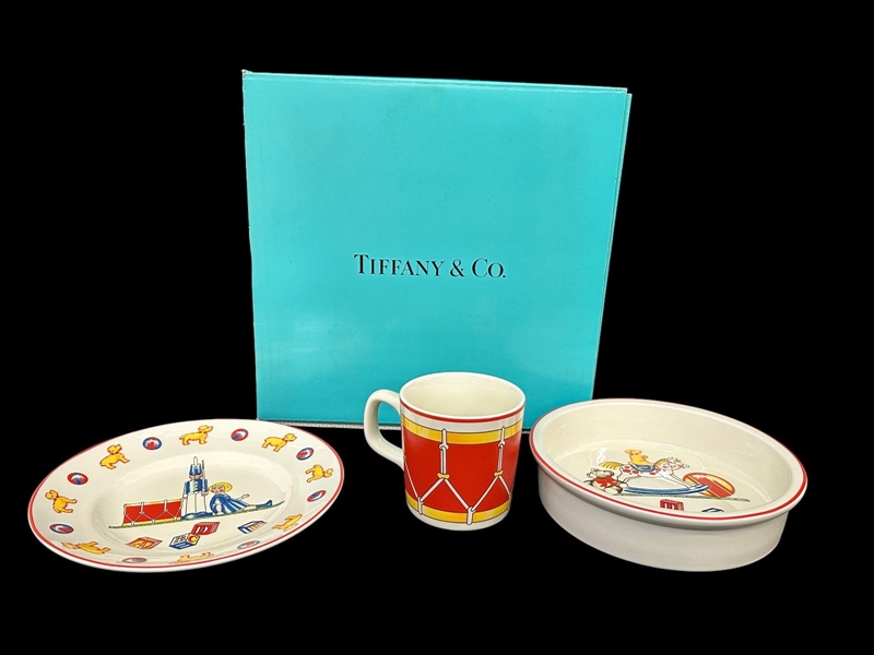Tiffany and Co. Made in Japan Childrens Bowl, Plate and Mug Set
