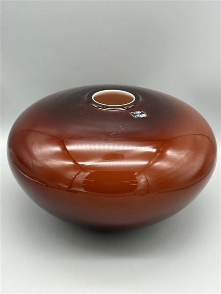 Made in Poland Cased Squat Art Glass Vase