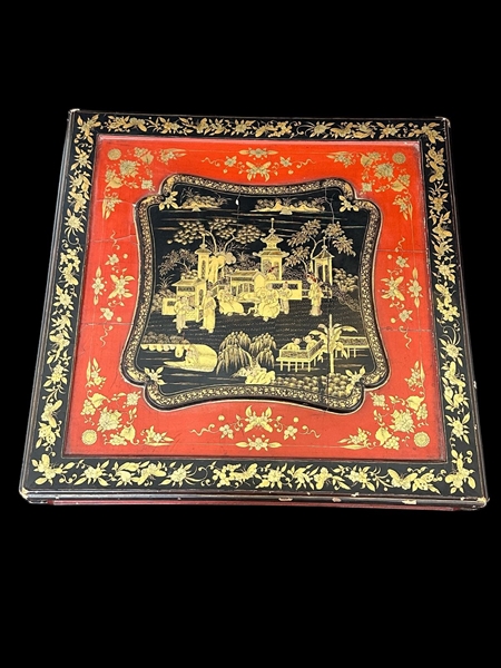 Embroidered Silk Wedding Shawl in Lacquer Presentation Box