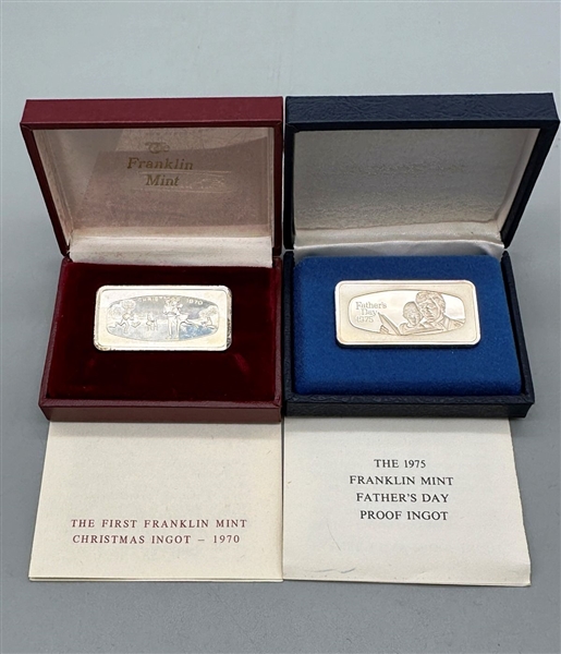 (2) Sterling Silver Ingots from The Franklin Mint