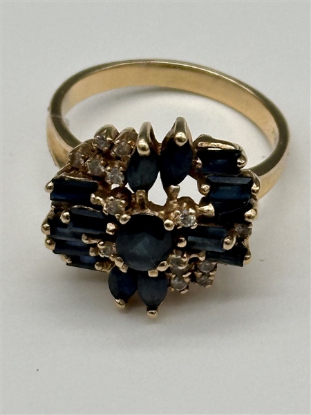14k Gold Sapphire and Diamond Ring 