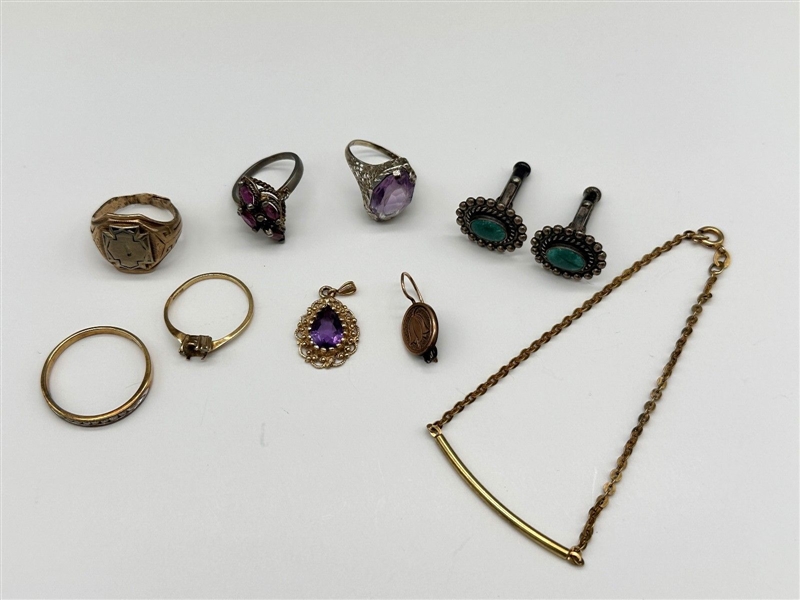 Group of Sterling and Gold Jewelry
