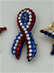 Bellini by FormArt Brooch Earring Set Patriotic Ribbon and Stars