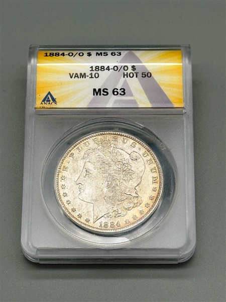 1884-O/O Vam-10 Hot 50 Morgan Silver Dollar Anacs MS 63