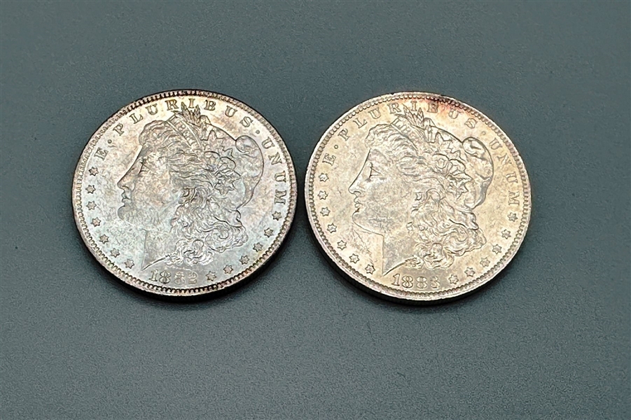 (2) Morgan Silver Dollars 1882-O and1883-O 