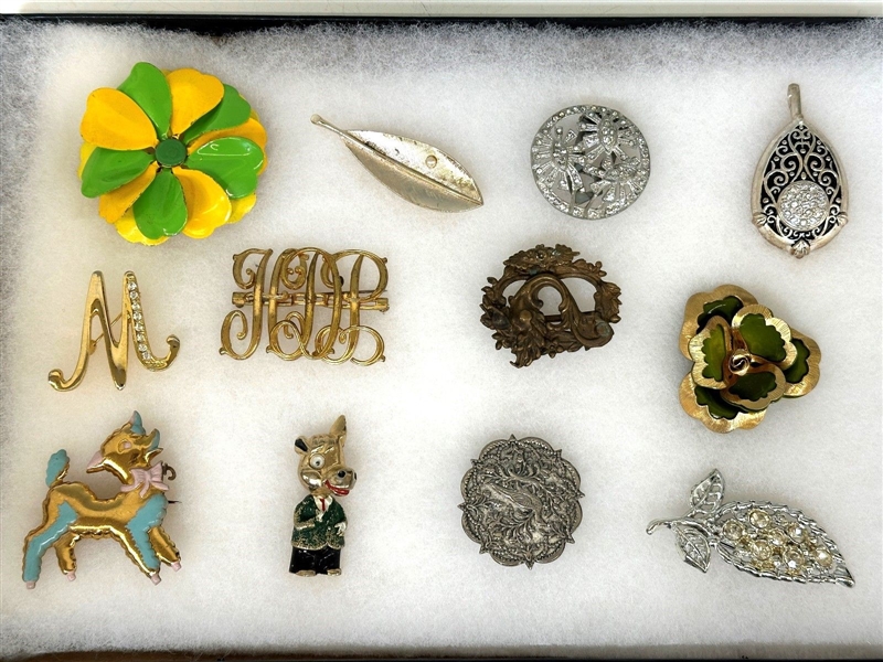 Group of Costume Brooches and Scarf Clips