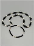 14k Gold and Onyx Pearls Necklace and Bracelet