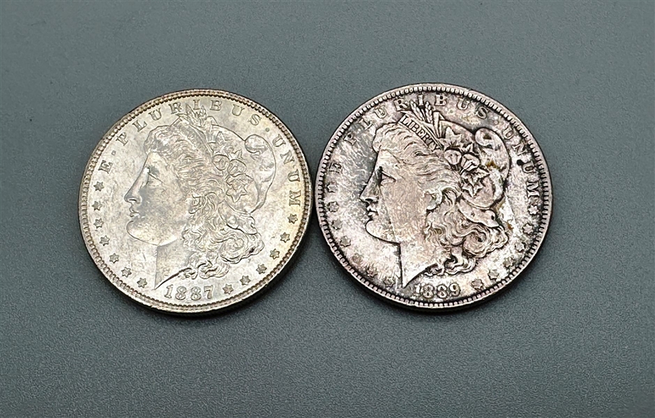 (2) Morgan Silver Dollars 1887-P and 1889-P