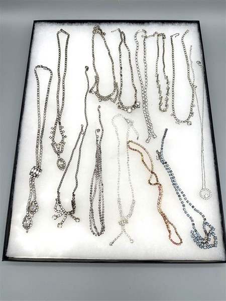 (13) Vintage Rhinestone and Paste Stone Necklaces