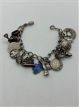 Sterling Silver Charm Bracelet With 17 Charms