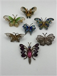 (7) Sterling Silver Butterfly Brooches