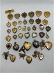 Large Group of Victorian Gold Filled Hearts, and Necklaces